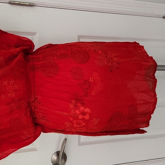 Cabali Red Floral Cover Up - Picture 12 of 13